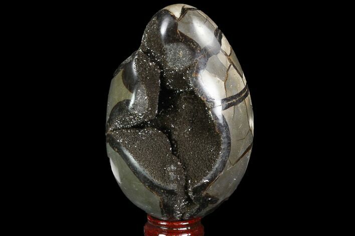 Septarian Dragon Egg Geode - Black Crystals #98869
